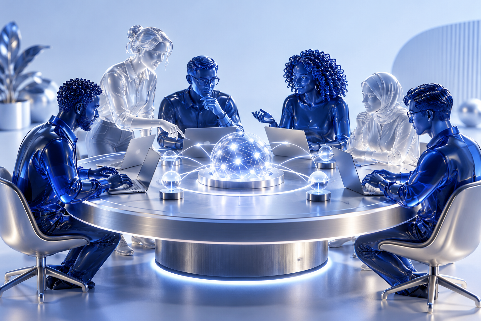 Cobalt glass team connected through a digital network