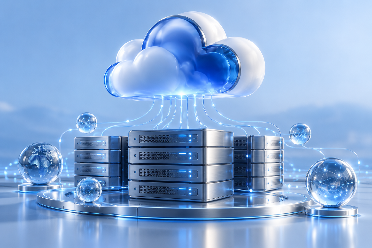 Luminous cloud connected to server infrastructure