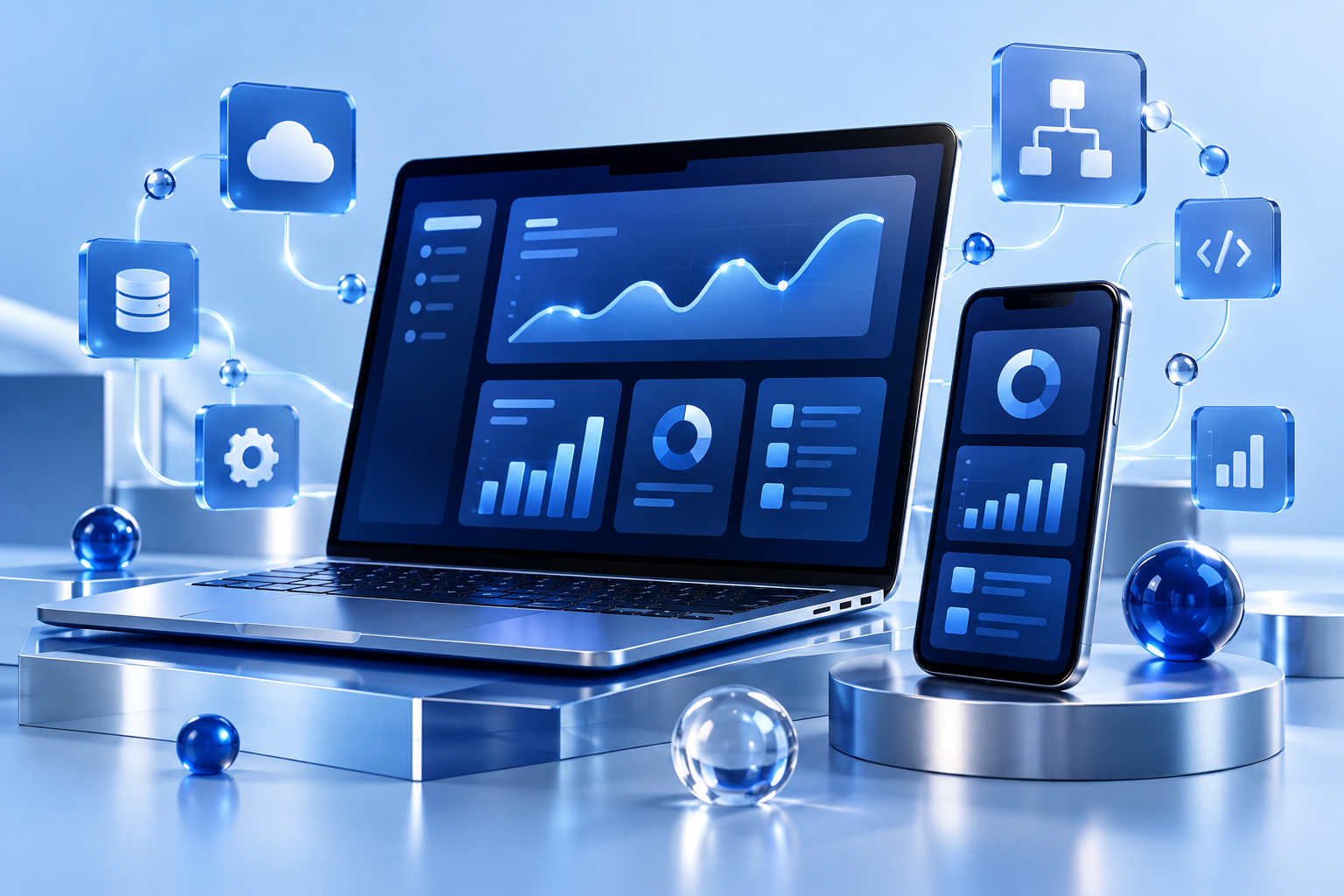 Sapphire digital product studio with web and mobile interfaces